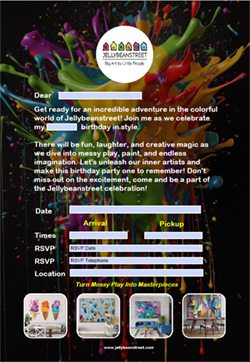 Birthday party invitation example 1