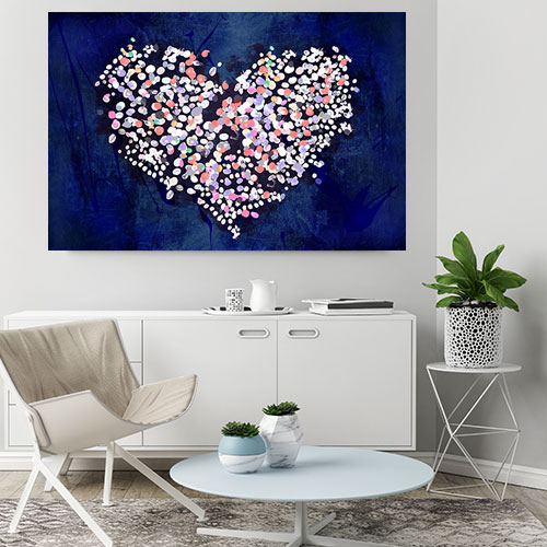 Blue heart Jellybeanstreet artwork displayed in a modern home