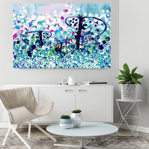 Blue abstract Jellybeanstreet artwork displayed in a modern home