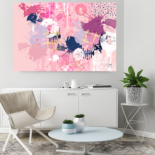 Pink abstract Jellybeanstreet artwork displayed in a modern home