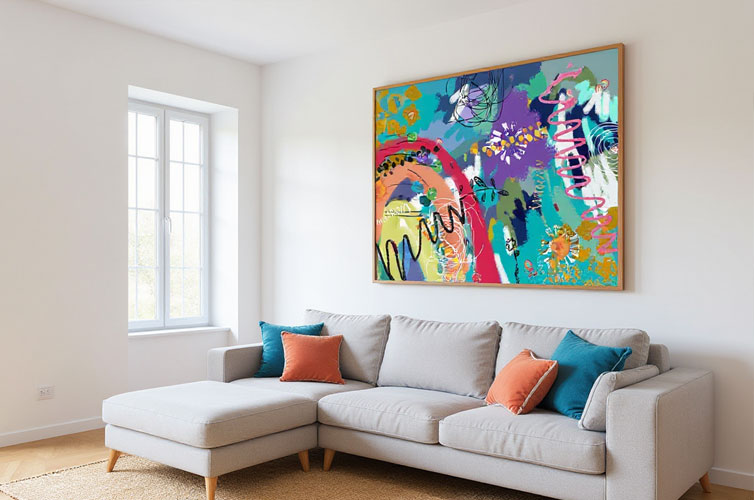 Colorful modern art piece from workshop